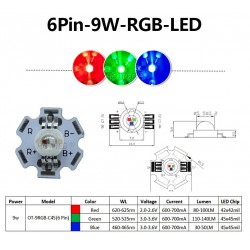 10Stk 9W High Power RGB LED PCB