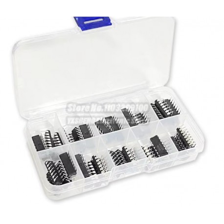 Assortiment de 50 circuits intégrés logiques DIP dans une boîte Série 74HCxx 10 types